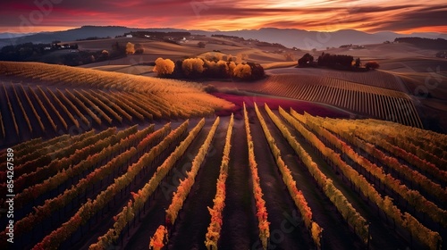 Beautiful sunset over vineyards in the Moravian Tuscany photo