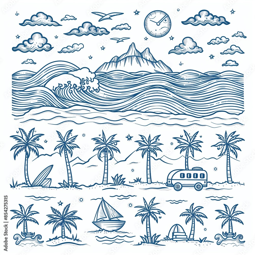 Obraz premium set of sea elements