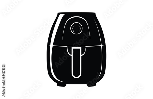 Air fryer black icon, isolated on white background. Vector illustration.