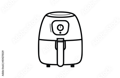 Air fryer black icon, isolated on white background. Vector illustration.