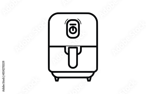 Air fryer black icon, isolated on white background. Vector illustration.