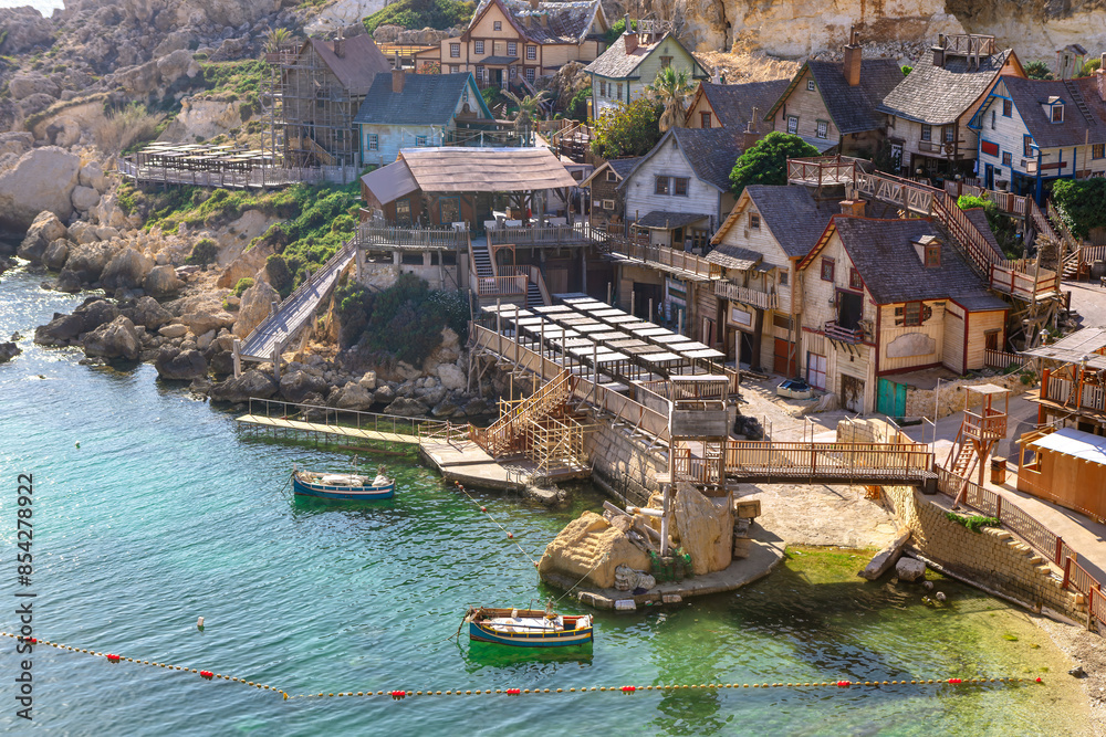 Fototapeta premium Picturesque coastal village with a charming landscape. Fishing village like in fairytale
