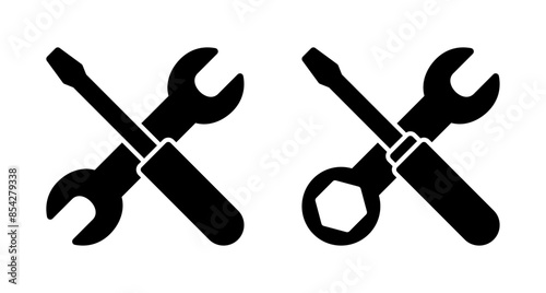 Repair icon vector isolated on white background. Wrench and screwdriver icon. settings vector icon. Maintenance. tools