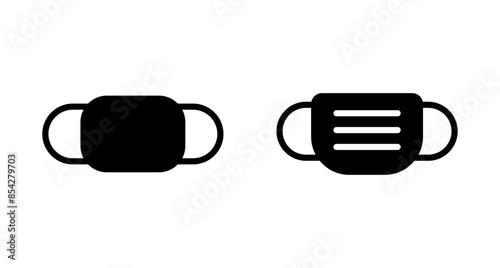 Mask icon vector isolated on white background. Man face with mask icon. Safety breathing masks. Industrial safety N95 mask. Medical mask vector icon.