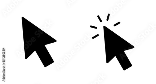 Click icon vector isolated on white background. Cursor icon. Computer mouse click cursor black arrow icons. pointer arrow