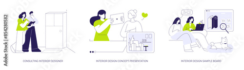 Interior design services abstract concept vector illustrations.