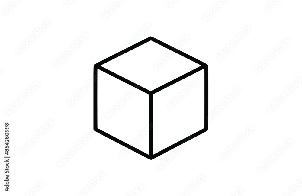 Cube black icon, isolated on white background. Vector illustration. Cube black icon, isolated on white background. Vector illustration.