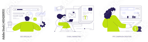 Digital marketing services abstract concept vector illustrations.