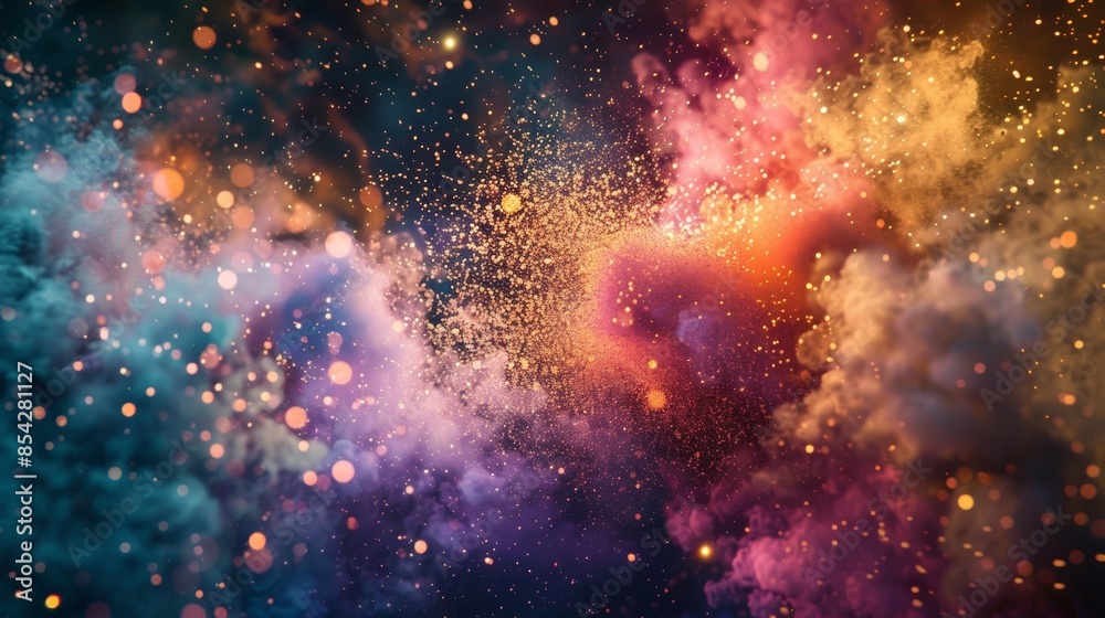 Obraz premium A vibrant pulsating mass of particles colliding and creating a vibrant almost otherworldly display.