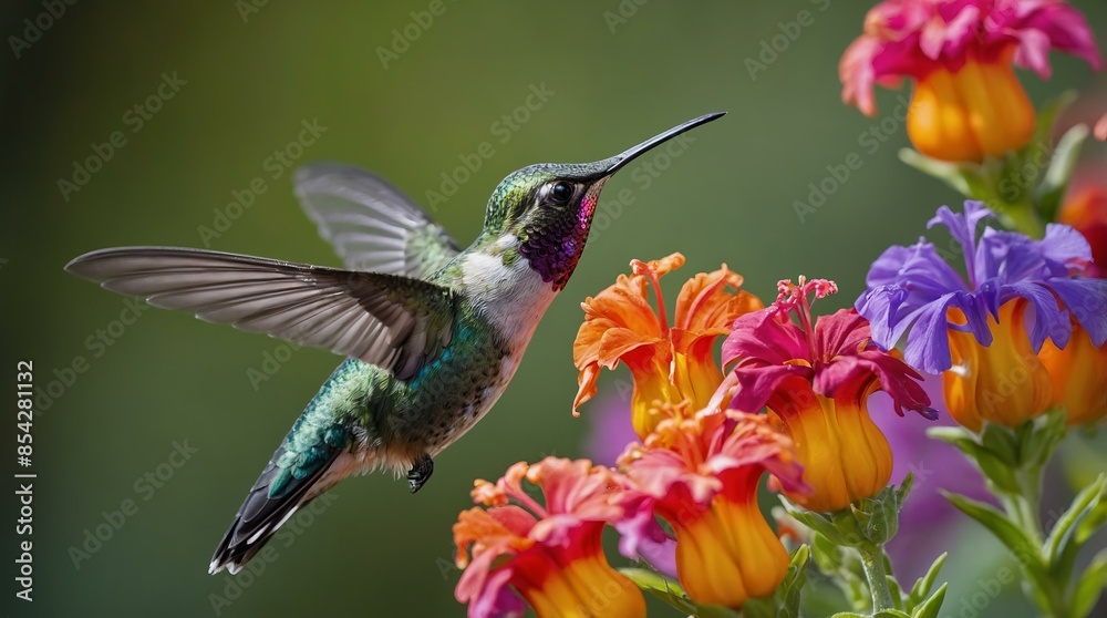 Naklejka premium hummingbird in flight,hummingbird, flight, bird, nature, wildlife, animal, small