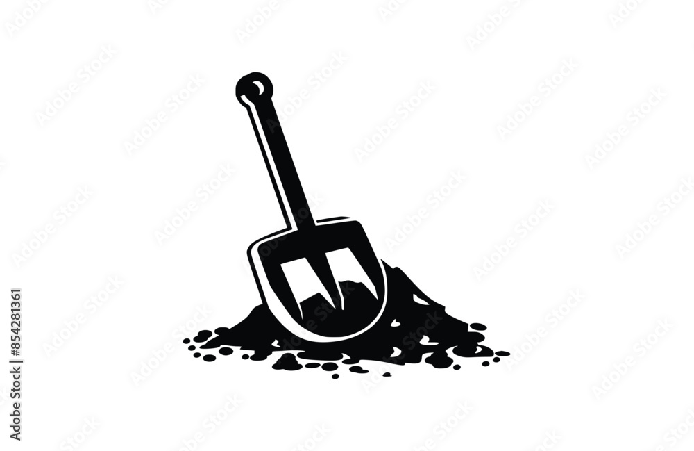 Dig black icon, isolated on white background. Vector illustration.