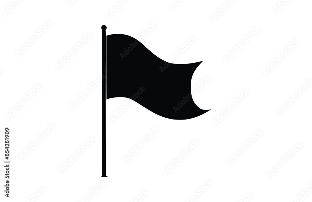 Flag black icon, isolated on white background. Vector illustration. Flag black icon, isolated on white background. Vector illustration.