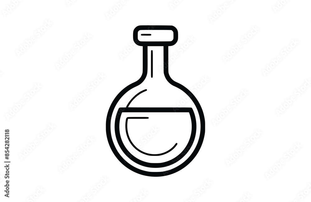 Flask black icon, isolated on white background. Vector illustration. Flask black icon, isolated on white background. Vector illustration.