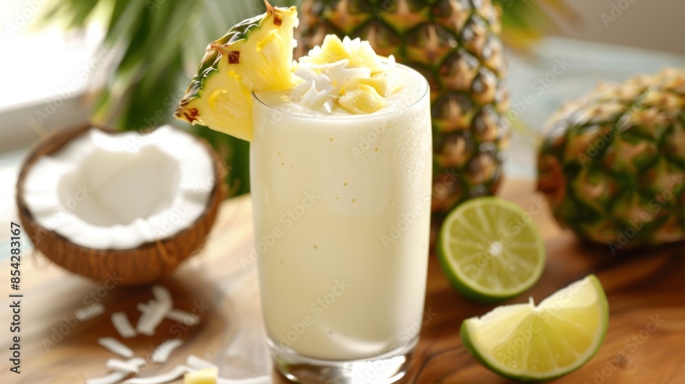 A zesty coconut and pineapple smoothie blended with creamy Greek yogurt and a hint of lime. A zesty coconut and pineapple smoothie blended with creamy Greek yogurt and a hint of lime.