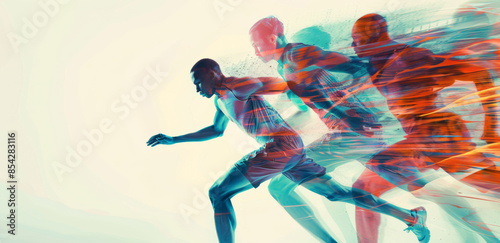 double exposure with motion blur in sports. Run and healthy life speed