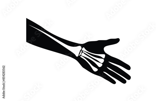 Arm pain black icon, isolated on white background. Vector illustration.