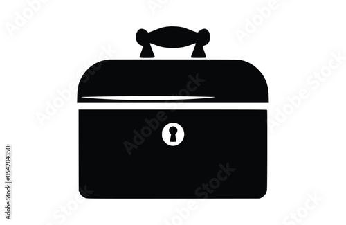 Cash box black icon, isolated on white background. Vector illustration.
