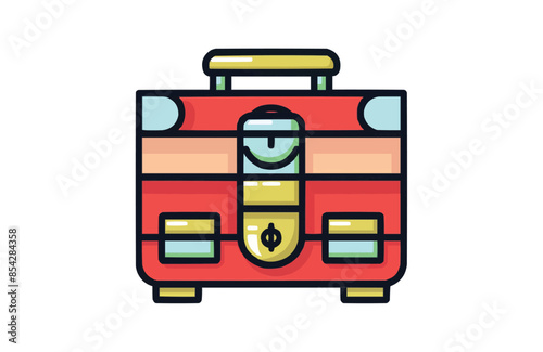 Cash box color icon vector, isolated on white background. Beautiful cash box icon.