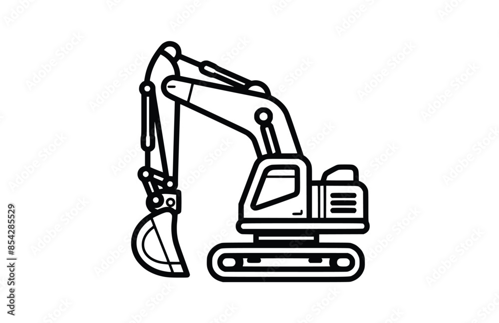Excavator black icon, isolated on white background. Vector illustration. Excavator black icon, isolated on white background. Vector illustration.