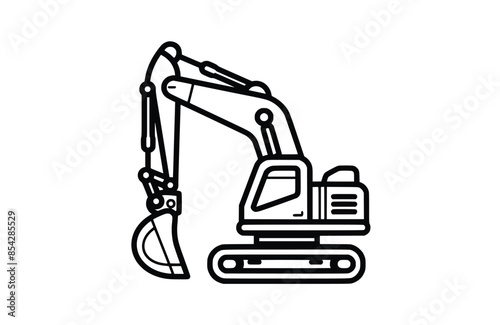 Excavator black icon, isolated on white background. Vector illustration.