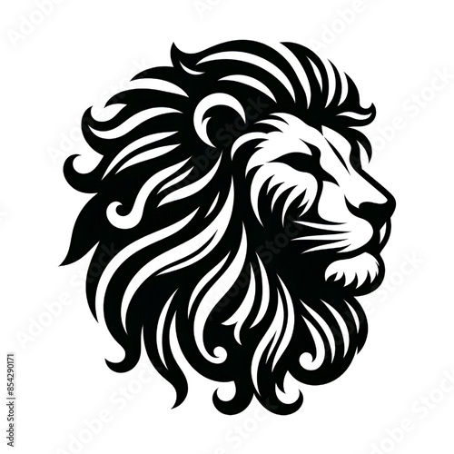 Monochrome lion head silhouette symbol illustration on white isolated background © abdel moumen rahal