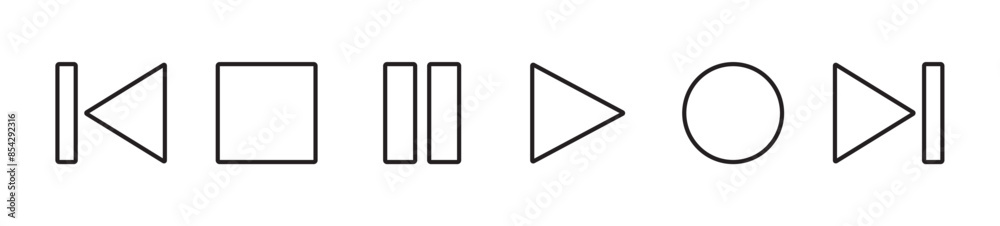 Set of media player button icons. Play and pause buttons, video audio player, player button set icon symbol, play and pause vector button. Vector illustration in transparent background. Set of media player button icons. Play and pause buttons, video audio player, player button set icon symbol, play and pause vector button. Vector illustration in transparent background.