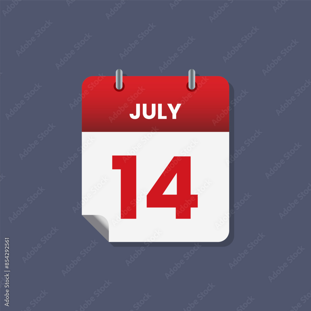 Calendar date month icon flat july vector Calendar date month icon flat july vector