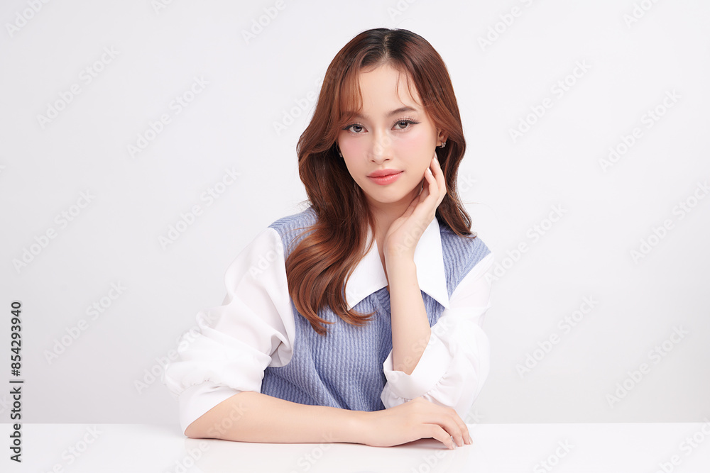 Beautiful young asian woman with clean fresh skin on white background, Face care, Facial treatment, Cosmetology, beauty and spa, Asian women portrait. Beautiful young asian woman with clean fresh skin on white background, Face care, Facial treatment, Cosmetology, beauty and spa, Asian women portrait.