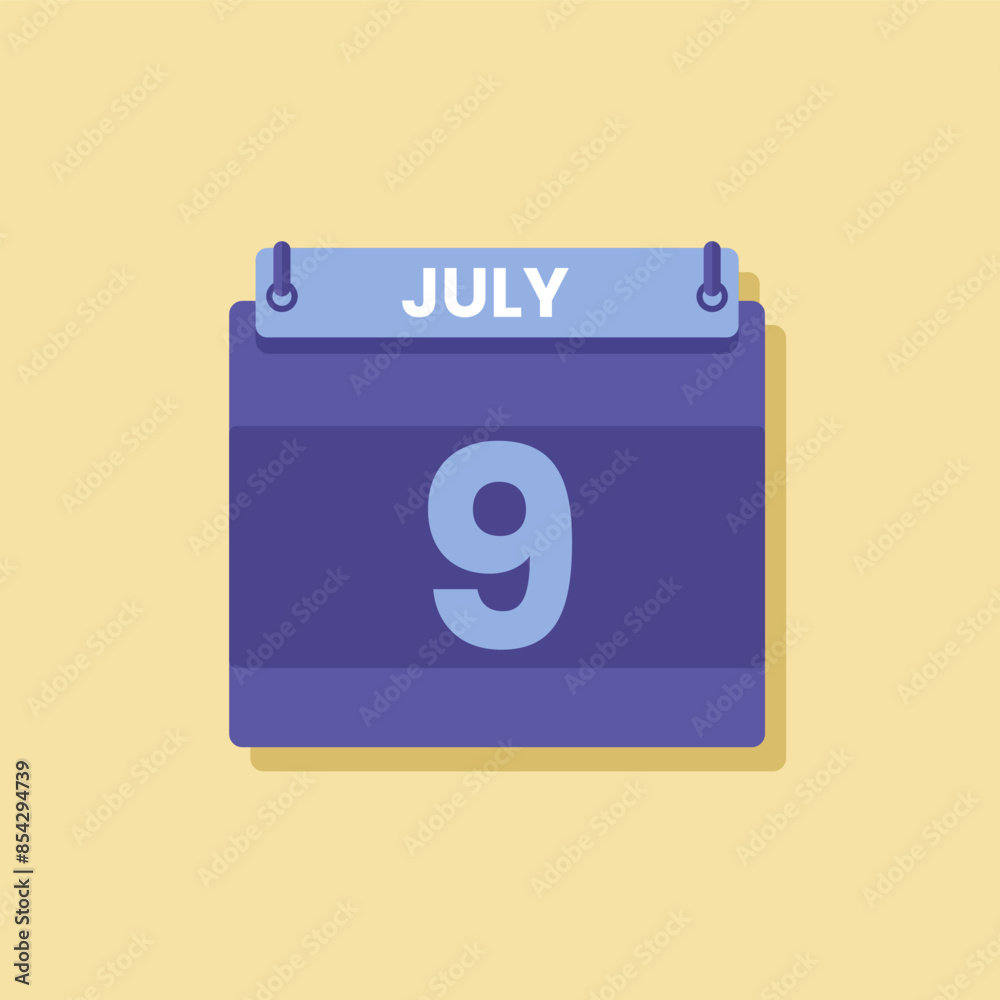 Calendar date month icon flat july vector