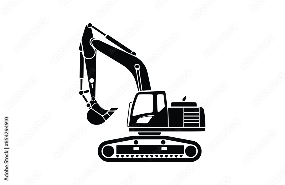Black excavator icon isolated on white background. Beautiful Excavator icon. Black excavator icon isolated on white background. Beautiful Excavator icon.