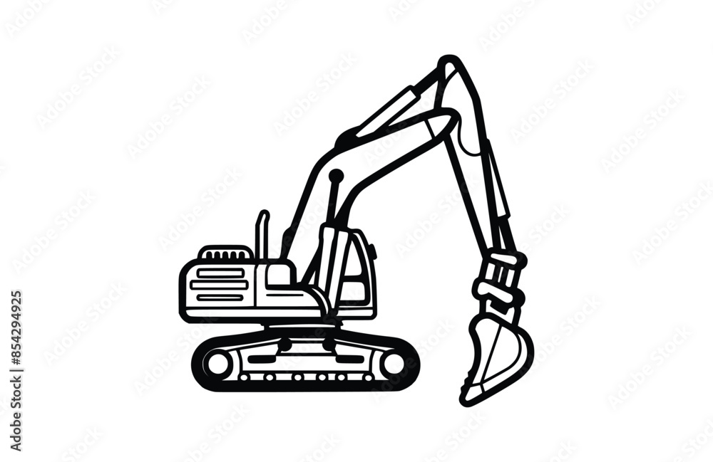 Black excavator icon isolated on white background. Beautiful Excavator icon. Black excavator icon isolated on white background. Beautiful Excavator icon.