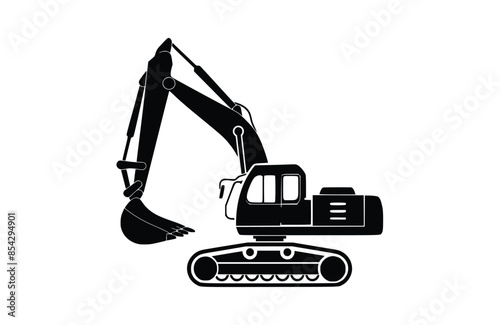 Black excavator icon isolated on white background. Beautiful Excavator icon.