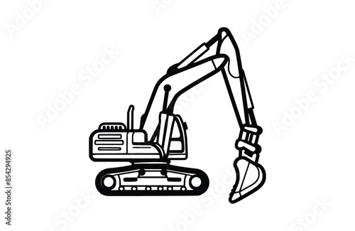 Black excavator icon isolated on white background. Beautiful Excavator icon.