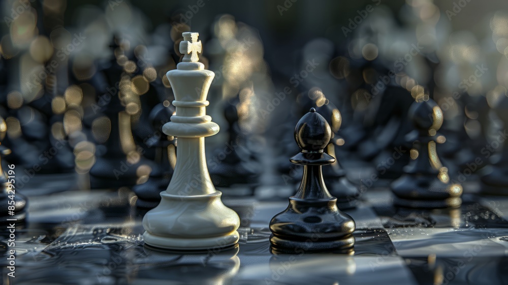 One chess is staying against full army of chess pieces