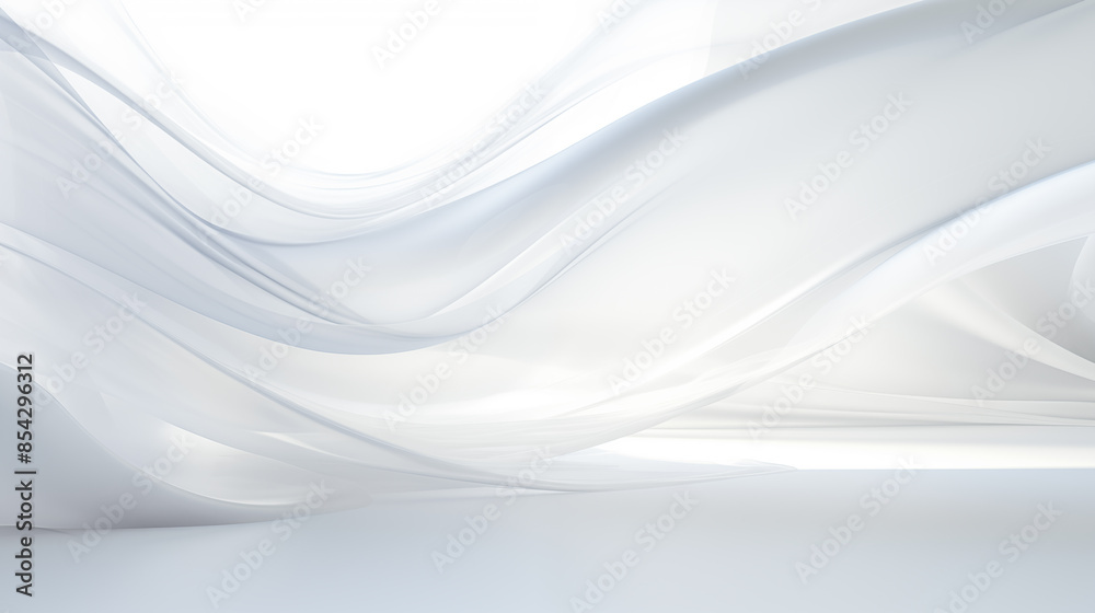 Obraz premium The soft and flowing white fabric stretches in the air