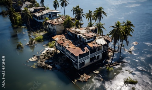 Photos of beach homes damaged by hurricanes as seen from the sky