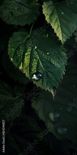 Gotas de Água sobre Folha Verde