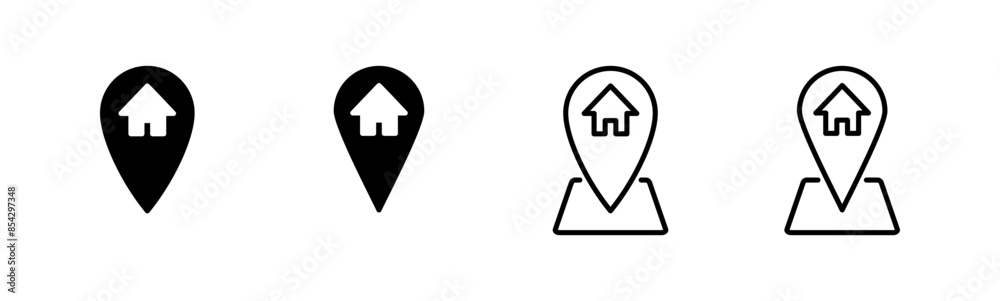 Address icon set. home location icon vector Address icon set. home location icon vector