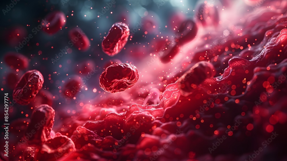 Low Poly, A holographic scene showing ash particles contributing to high blood pressure in the cardiovascular system., Isomatric View Low Poly, A holographic scene showing ash particles contributing to high blood pressure in the cardiovascular system., Isomatric View