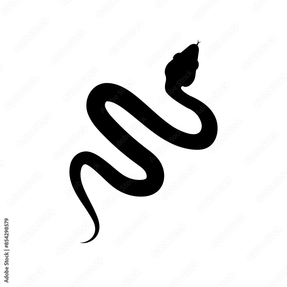Snake silhouette icon. Black serpent vector. Curved snake design. Simple animal shape. Snake silhouette icon. Black serpent vector. Curved snake design. Simple animal shape.