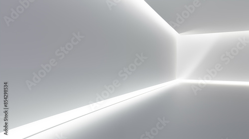 Minimalist white space decorated with LED light strips