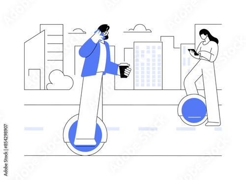 Electric unicycle isolated cartoon vector illustrations.