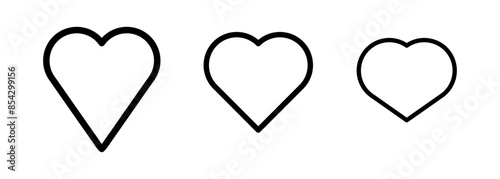 set of line design heart icons. love symbol icon isolated on white background
