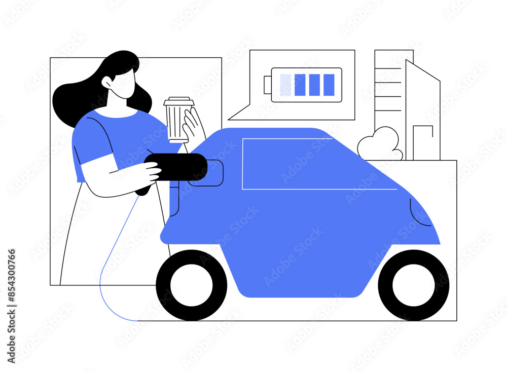 Car charging service isolated cartoon vector illustrations. Car charging service isolated cartoon vector illustrations.