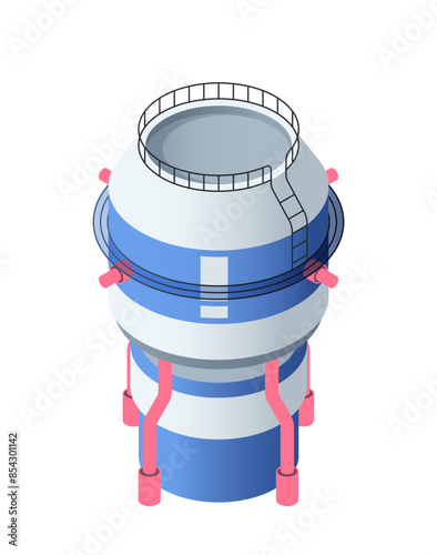 Isometric compressed gas storage tank. Icon with industrial underground container or fuel canister for storing liquefied gas under high pressure. 3D vector illustration isolated on background