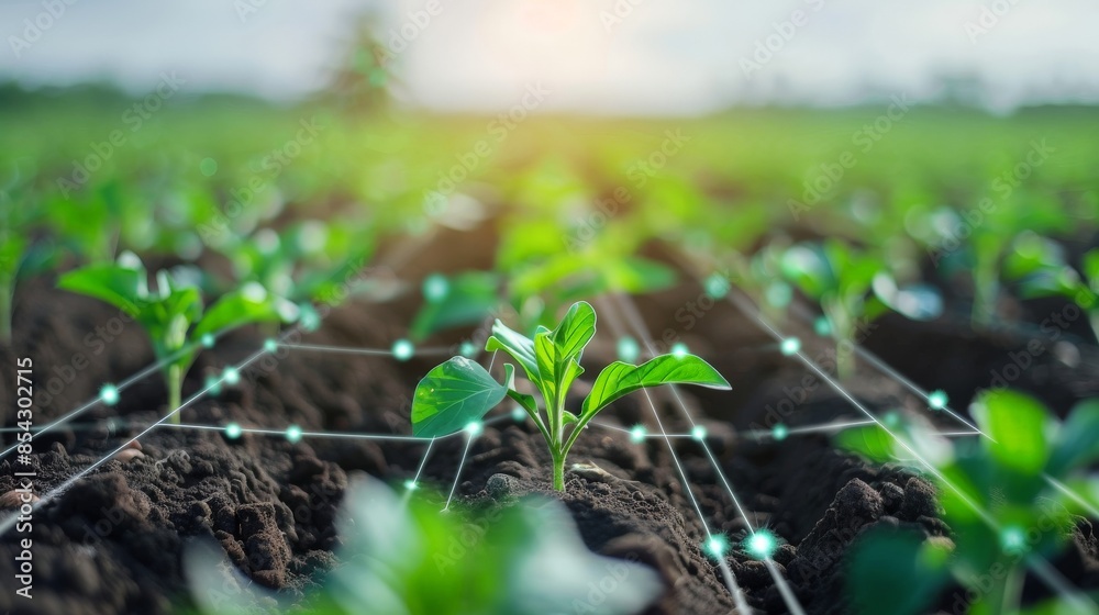 Smart farming with precision agriculture, digital tools, efficient practices, data-driven decisions, advanced technology, green fields, copy space Smart farming with precision agriculture, digital tools, efficient practices, data-driven decisions, advanced technology, green fields, copy space