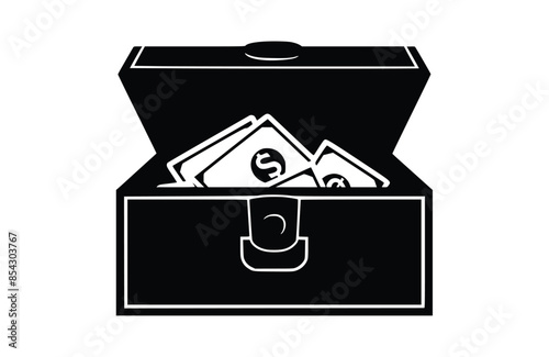 Black cash box icon isolated on white background. Beautiful Cash box icon.