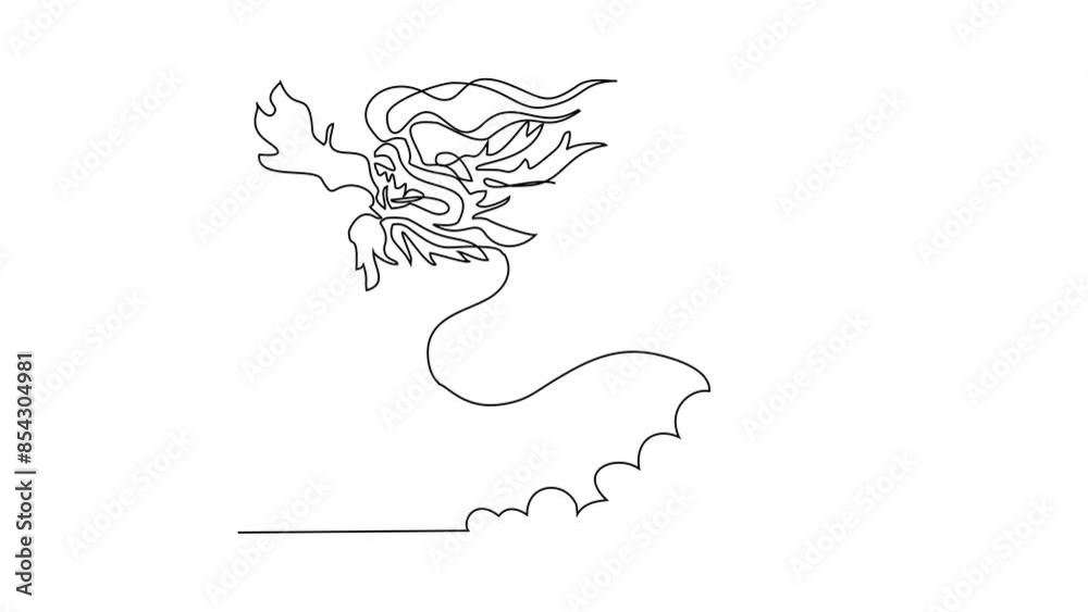 Animated Self drawing of Dragon as a symbol of Chinese New Year video design illustration. Chinese new year symbol illustration simple linear style video design concept. Animal dragon design asset. Animated Self drawing of Dragon as a symbol of Chinese New Year video design illustration. Chinese new year symbol illustration simple linear style video design concept. Animal dragon design asset.