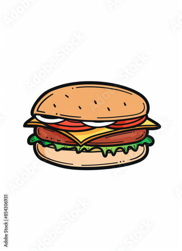 Tempting cheeseburger. Illustration on a white background
