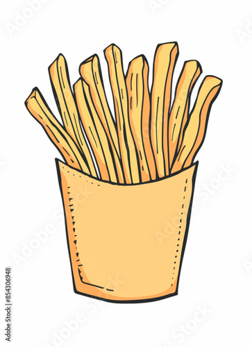 Portion of crispy French fries. Illustration on a white background
